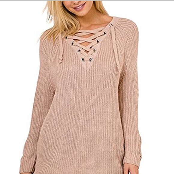 ELEANOR Oversized Lace Up Sweater - Picture 4 of 7